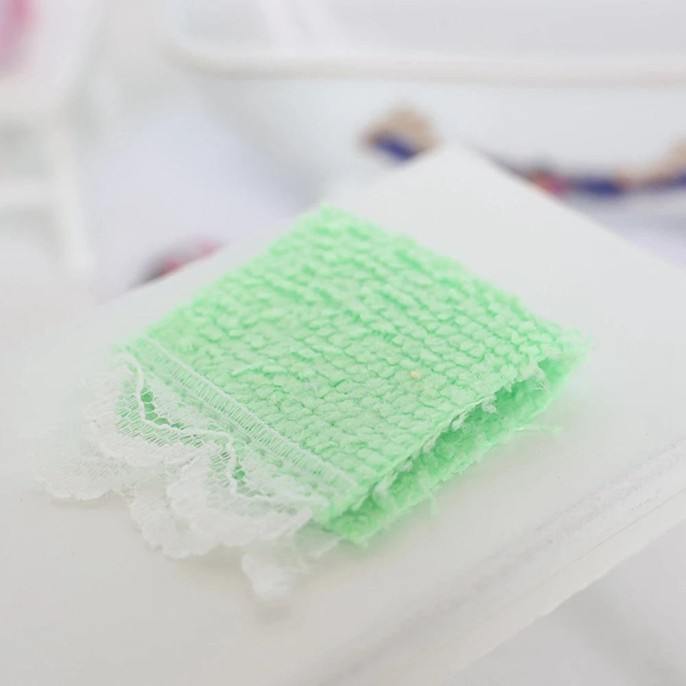 serviettes tissu microfibre bordure dentelée moderne douces vert bleu blanc jaune rose violet