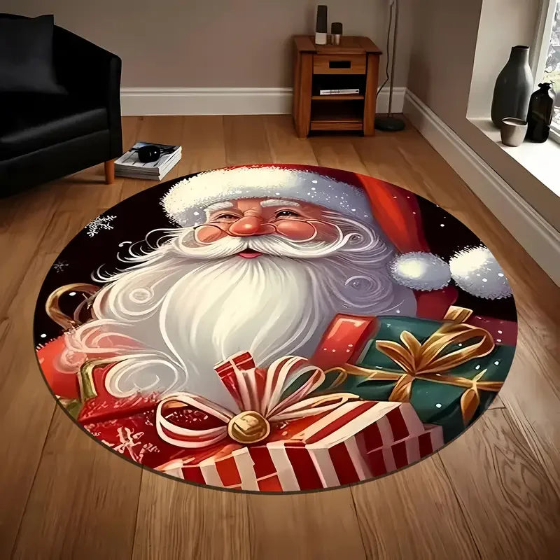 tapis rond chevaux yin yang noir blanc moderne salon chambre décoration polyester