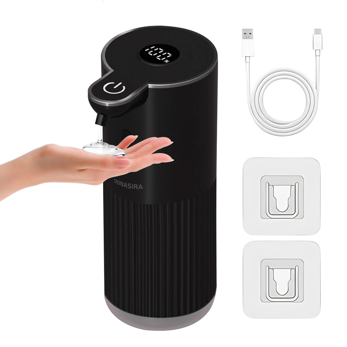 distributeur savon automatique blanc noir tactile hd écran mousse liquide rechargeable usb