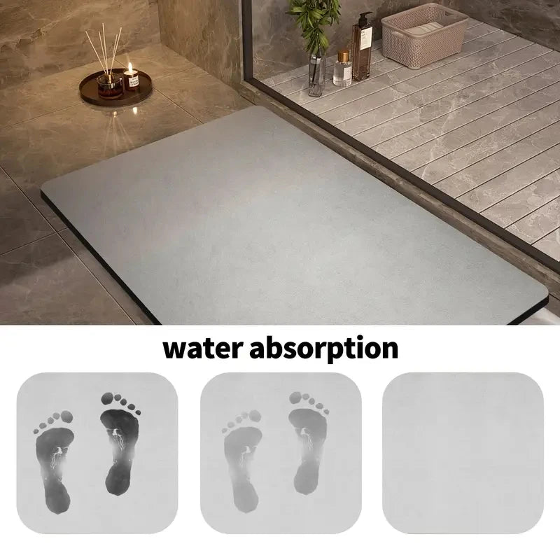 tapis sol antidérapant gris clair moderne salle bain entrée boue diatomée