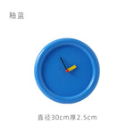 horloge murale moderne miniaiguilles couleurs jaune rouge bleu rond simple