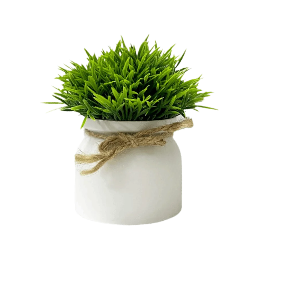 plantes artificielles vertes feuilles fines pot blanc extérieur moderne décoration anniversaire ornement accroché