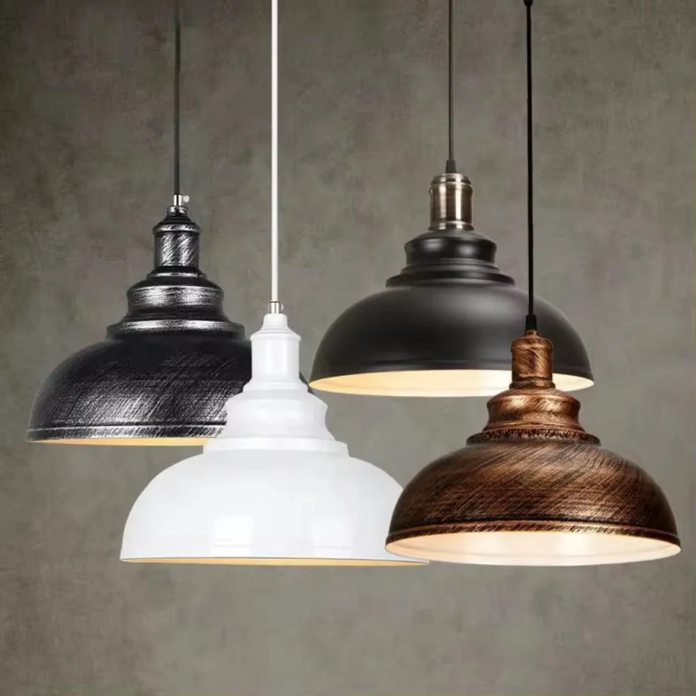 lampe suspendue industrielle vintage bronze noir blanche métal brillant mat