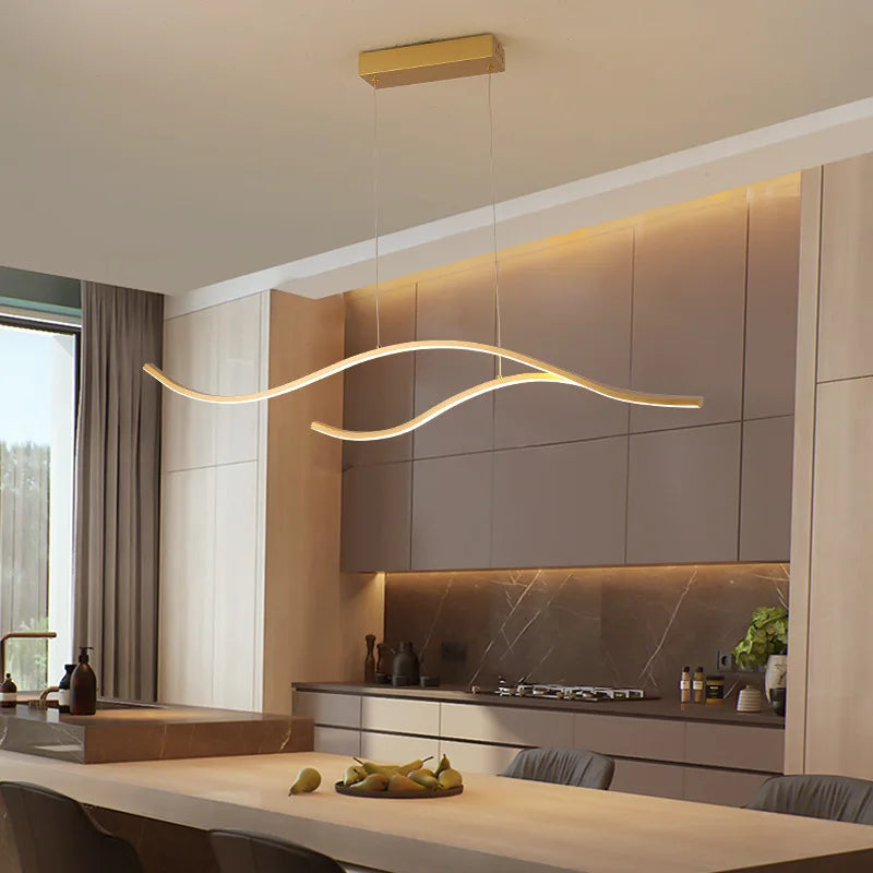 suspension lumineuse moderne or noir ampoules led ondulées 30w 60w remote dimming