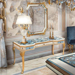 miroir console bois or ornements baroques meuble chambre coucher classique