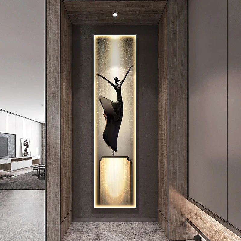 sculpture contemporaine silhouettes dynamiques noir led lumineuse intérieur maison salon chambre entrée couloir