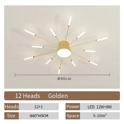 plafonnier led moderne doré noir luminaire salon salle manger chambre enfant éventail