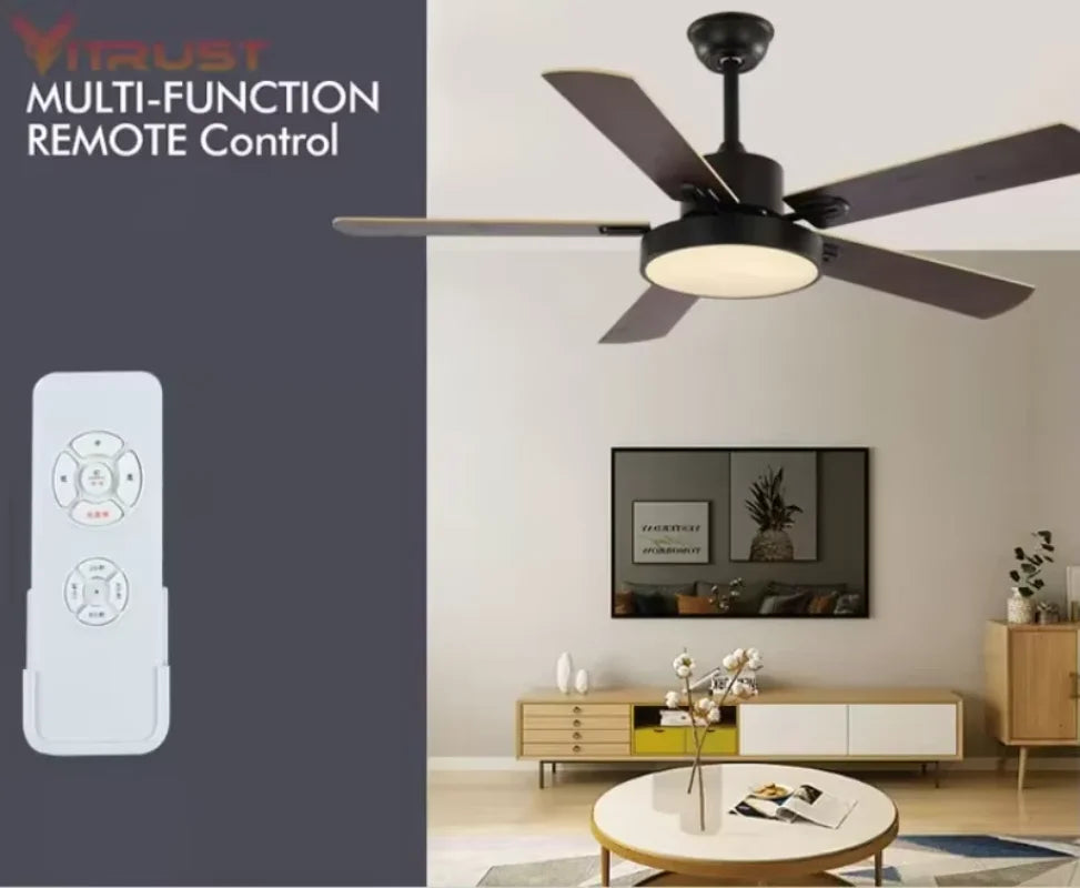 ventilateur lampe led blanc bois moderne télécommande 42 pouces minimalisteintérieur