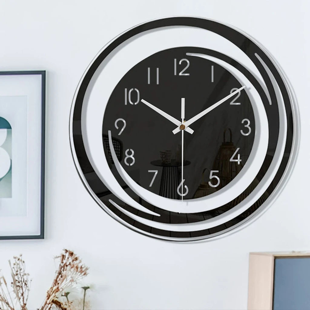 horloge murale moderne acrylique noire aiguilles numeros abstrait salon chambre coucher