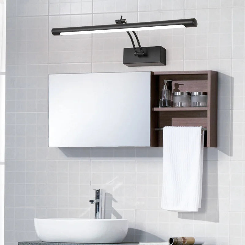 lampe miroir moderne noir or argent rectangulaire clips led éclairage quotidien chambre entrée