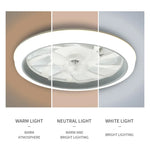ventilateur led moderne blanc télécommande lumiere intégrée vitesses transparent