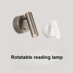 Lampe lecture rotative moderne argent blanc bronze noir texture métallique fixée mur éclairage intérieur