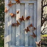 décoration murale papillons métal rustique chambre enfants marron oxydé texturé mur porte extérieur