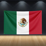 décoration murale drapeau mexicain polyester dorés rayures horizontales fleurs stylisées vert blanc rouge classique