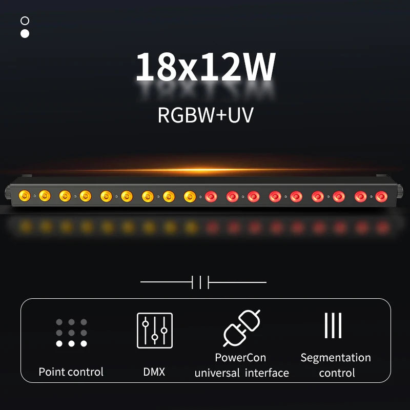 barre lumineuse laser gris métallique dmx controle sonore rgbw uv 100w 240v