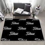 tapis sol moderne noir blanc logo titleist décor intérieur maison entrée salon luxe