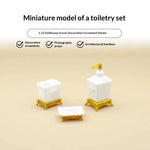 miniature set toilette blanc doré texture marbrée classique accessoire poupée diy salle bain trois