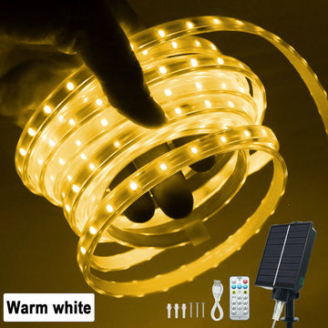ruban led solaire blanc chaud 320leds/m télécommande panneau solaire moderne
