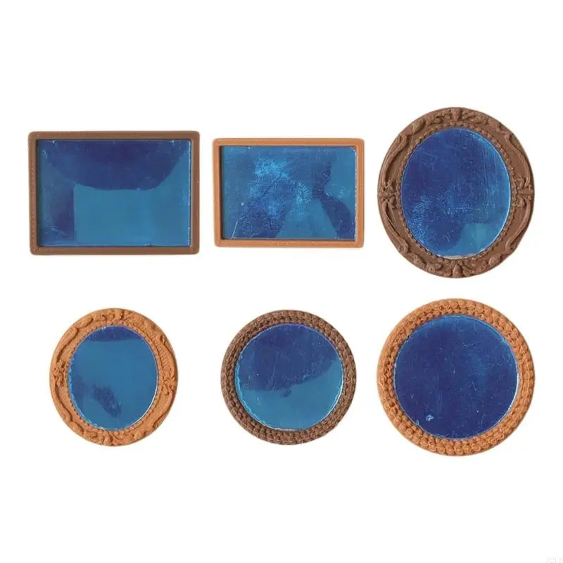 miroirs brillants cadres dorés ensemble décoration chambre classique fixés adhésifsoplastique bleu brun