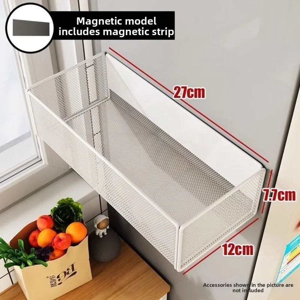 paniers suspendus magnétiques blancs maille fine modernes réfrigérateur rangement multifonctionnels petits espaces