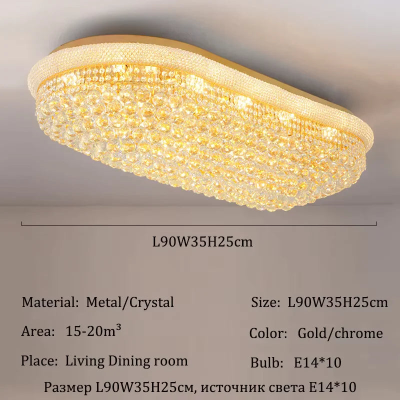 plafonnier crystal doré élégant éclairage moderne salon chambre lumière blanc
