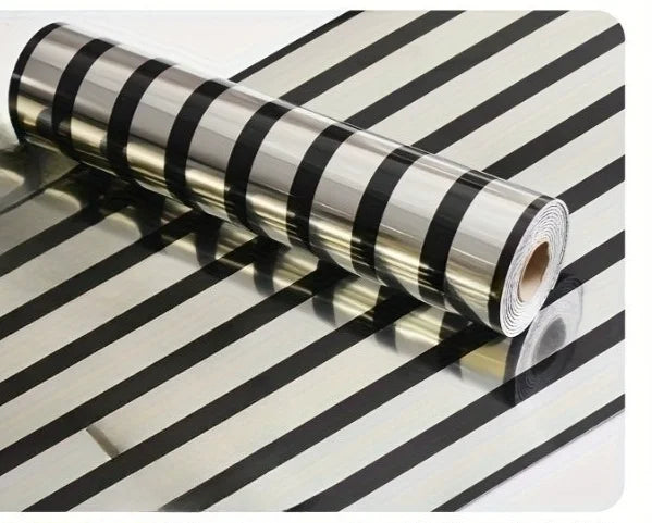 décalcomanie murale 3d argent noir rayures adhésive moderne rouleau pvc mur auto collant