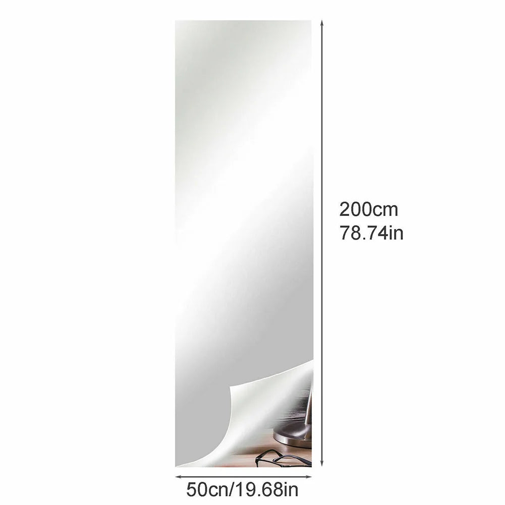 miroir auto adhésif blanc moderne acrylique décoration murale fond maison 200cm 50cm
