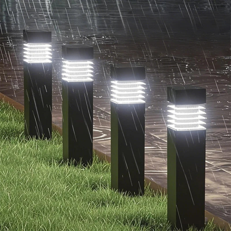 lumière solaire led moderne lampadaire noir rayures horizontales ip65 extérieure