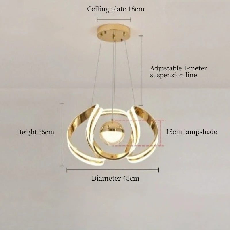 suspension lumineuse moderne or blanc anneaux superposés opacité éclairage chambre salon