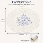 placemat silicone fleurs bleues blanc bordure embossée classique élégant imperméable cuisine table manger