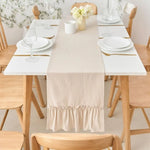table cuisine chemin table rustique vintage beige clair coton polyester lavable réutilisable pâques noël