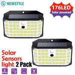 lumière solaire led 176 diodes capteur mouvement moderne jardin sécurité