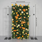 panneau floral décoration événementiel intérieur vert orange roses feuilles texturées fixations charnières événements decoration