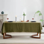 nappe polyestre texture lin moderne vert olive jaune rose pâle réutilisable machine transparente table