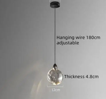 Suspension lumineuse moderne transparente noir doré liquide ondulé très transparent câble noir