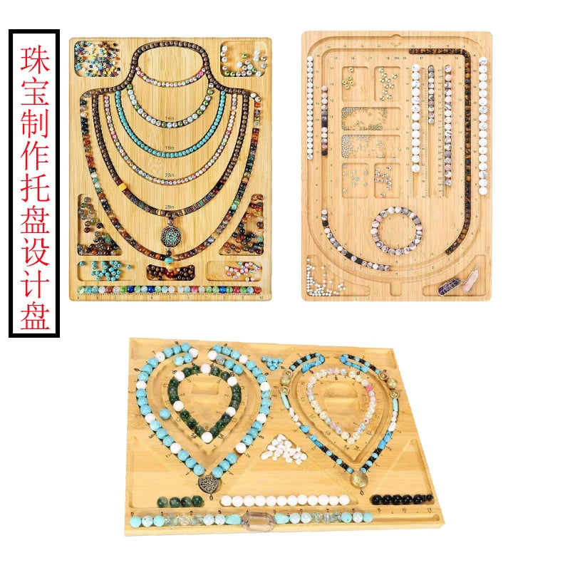 Planche à perles en bois avec échelles pour bracelets et colliers