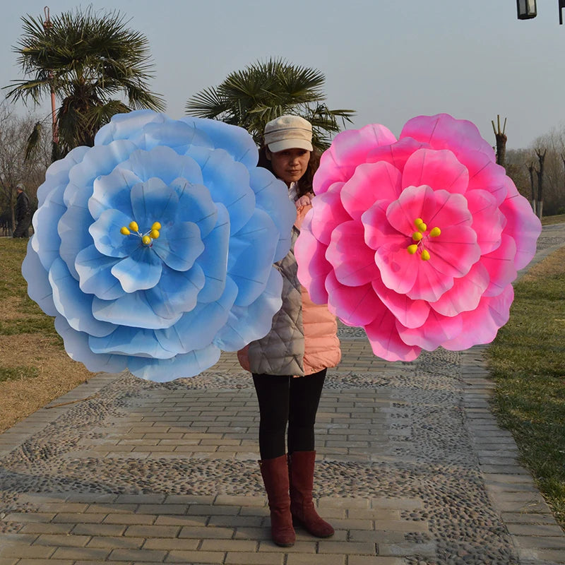 parapluie décoratif pivoine fleurs bleu rose jaune vert traditionnel mariage spectacle festival chinois