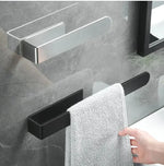 porte serviettes mural adhésif noir moderne minimaliste acier inoxydable lisse brillant salle bain cuisine