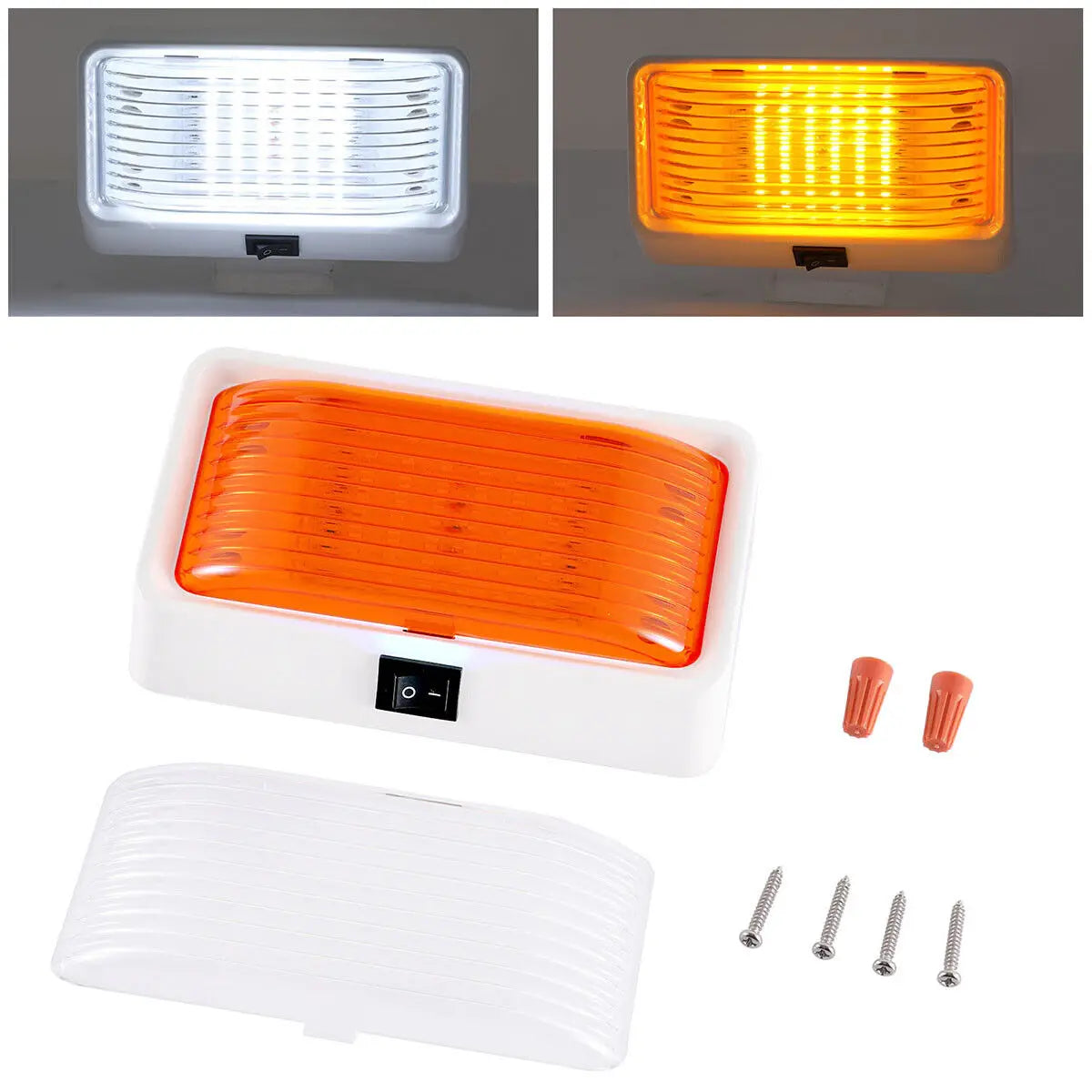 lampes led extérieures moderne camping car porche blanc orange rectangulaires vis