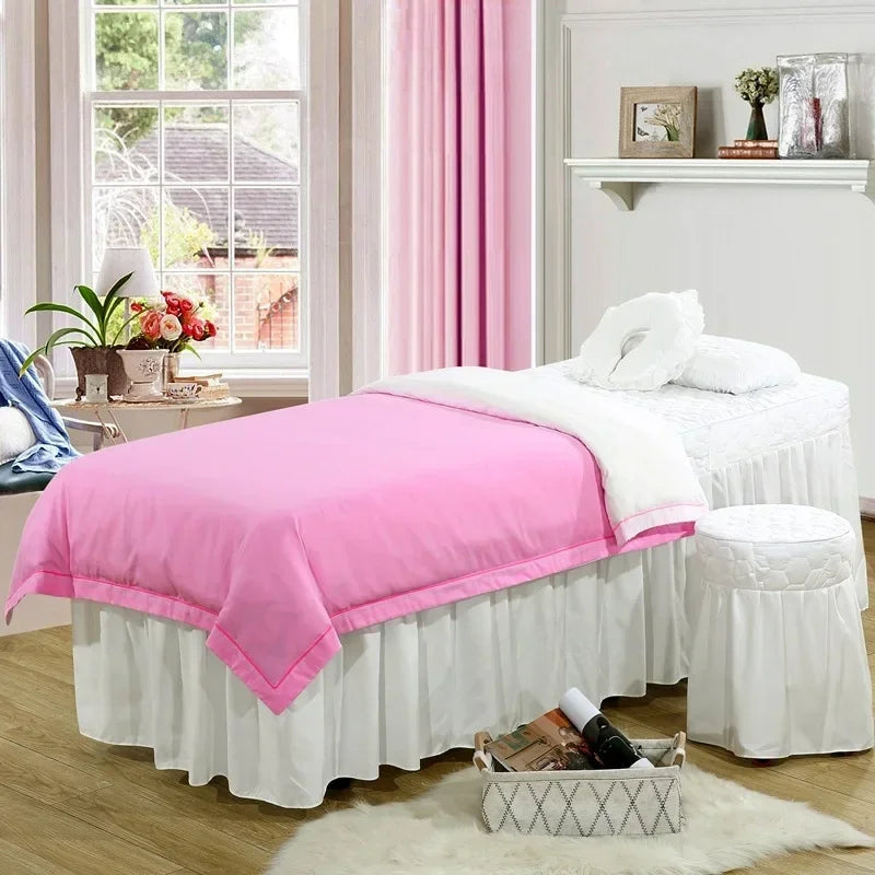 lit massage blanc beige rose gris marron uni moderne coussin tête pieds