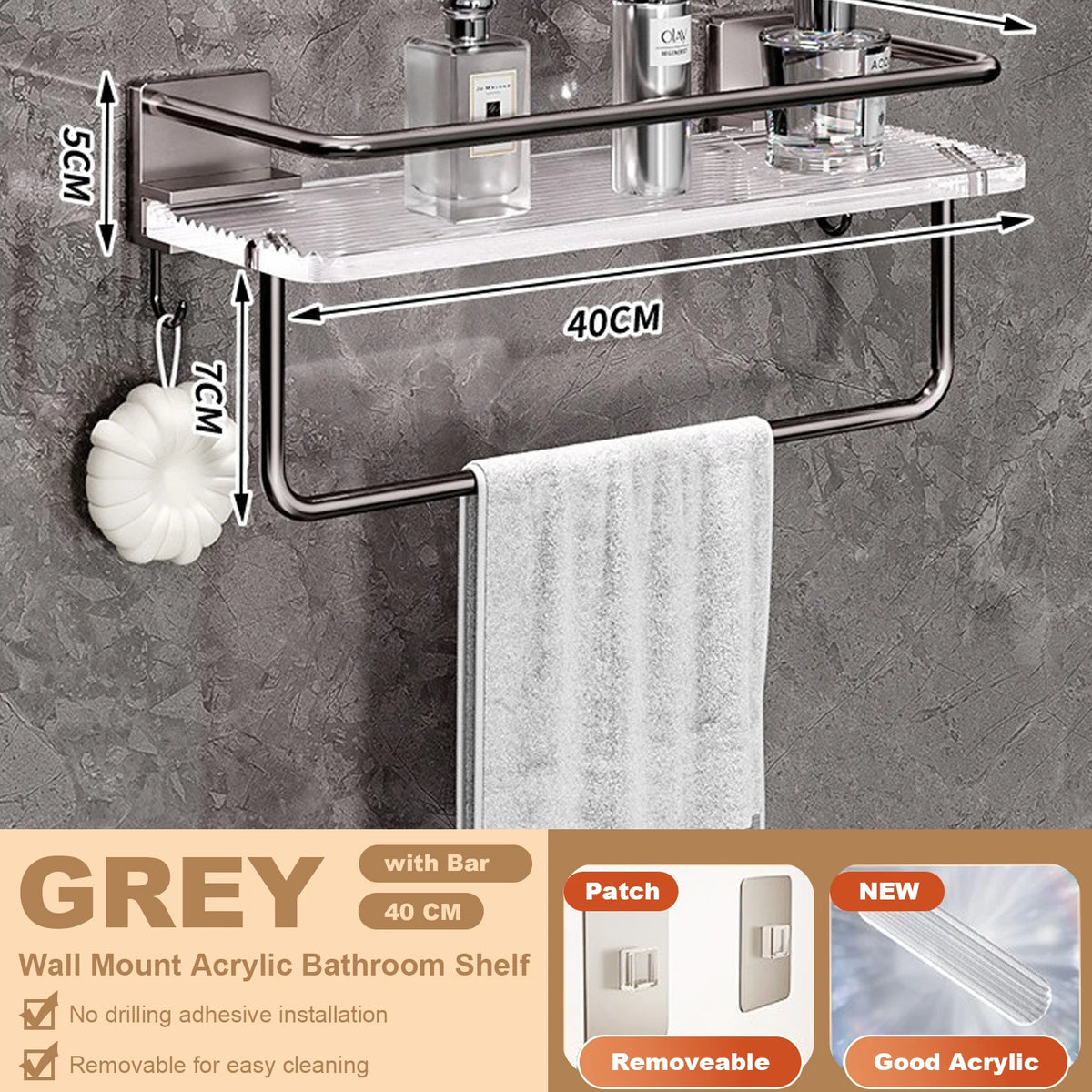 étagères murales salle bain blanc modernes adhésives sans perçage aluminium acrylique double niveau minimaliste
