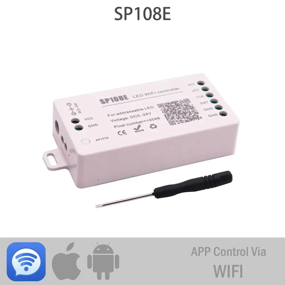 contrôleur led wifi bluetooth musique chargeur puissance 524v ws2812 ws2811 pixels blanc moderne