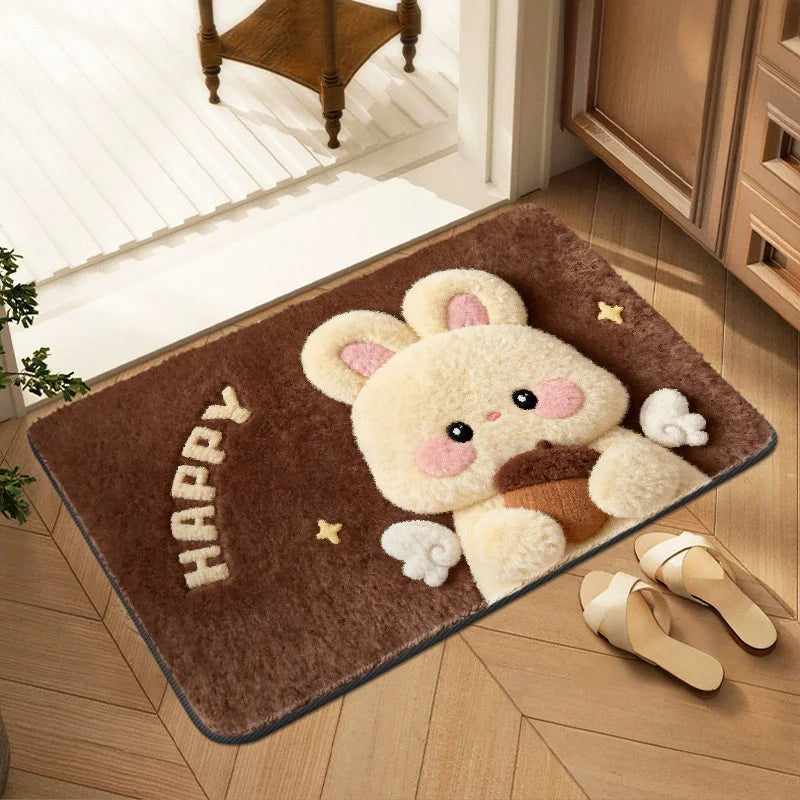 tapis dessin animé animaux mignons agneau ours chien coeur fleur vert marron gris clair