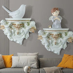 décoration murale étagère ange résine bleu doré blanc classique baroque chambre salon