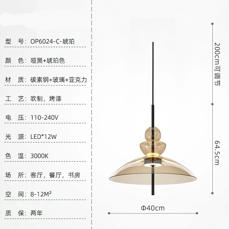 suspension lumineuse moderne transparente noir minimaliste led pendentif simple salle manger cuisine bar restaurant