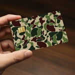cartes bancaires personnalisées camouflage adhésif noir gris rose vert bleu moderne stickers