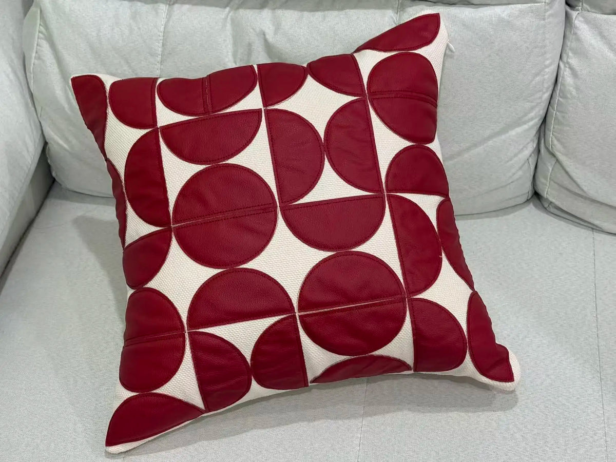 coussin carré géométrique beige marron contemporain amovible lavable 45x45cm bohème fixations