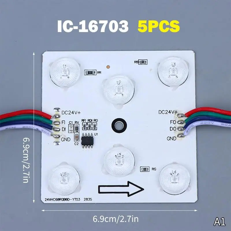 boîte lumière publicité led blanc moderne adhésif six leds câbles rouge blanc bleu variable