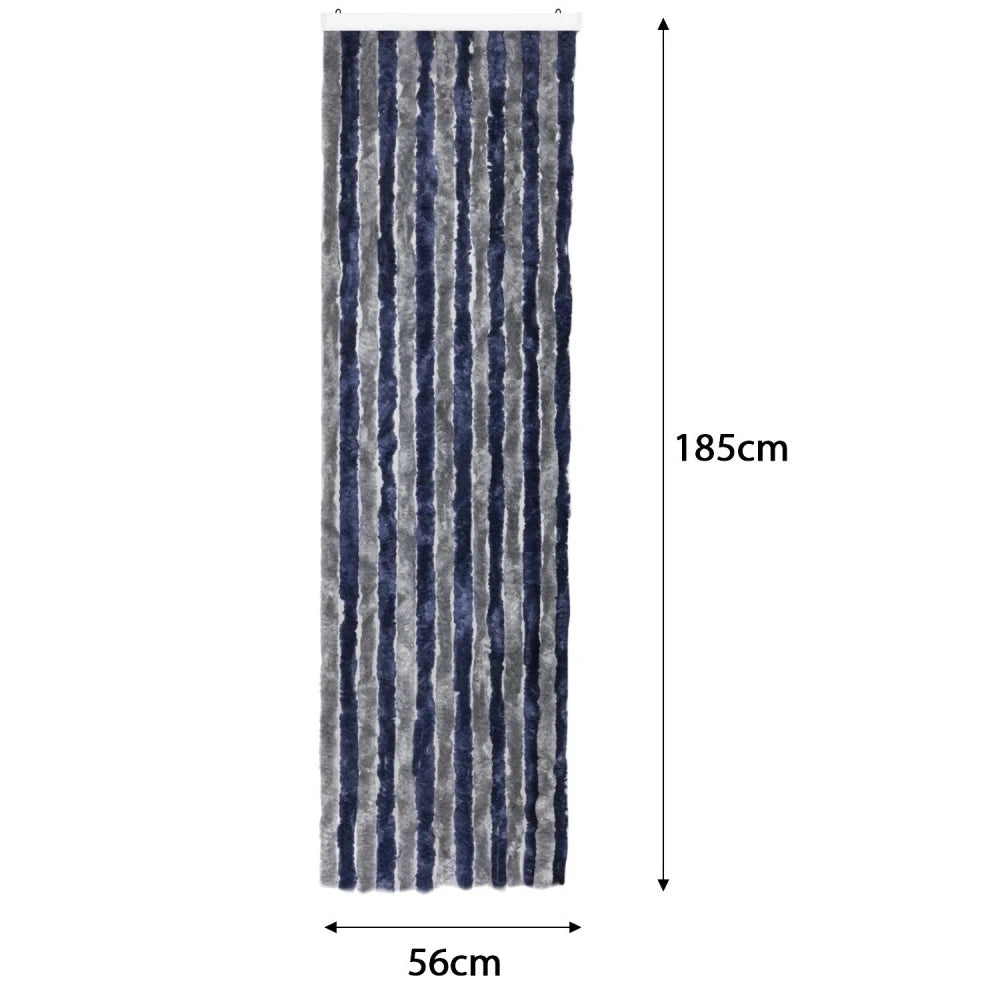 rideau moderne bleu marine gris rayures horizontales 185cm 56cm opaque camping caravane