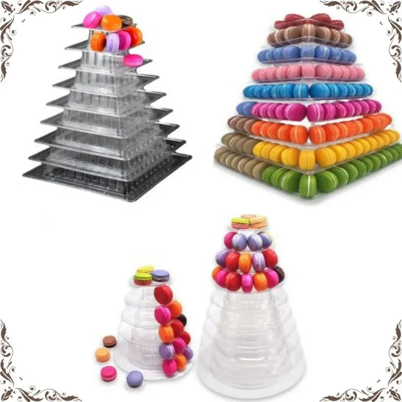 support macarons transparent moderne stand gâteaux mariage anniversaire décoration ustensiles cuisine six niveaux